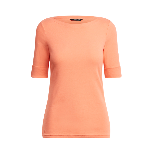 Ralph Lauren Cotton-blend Boatneck Top In Coral Quartz