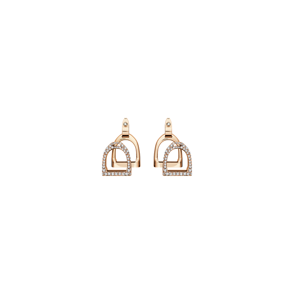 Boucles double étrier or rose pavé