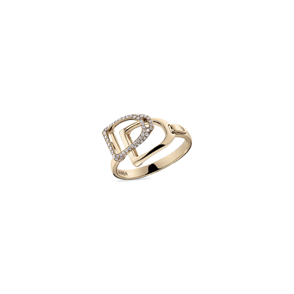 Polo Ralph Lauren Pavé Rose Gold Double-stirrup Ring In Rose 4n & White Diamonds