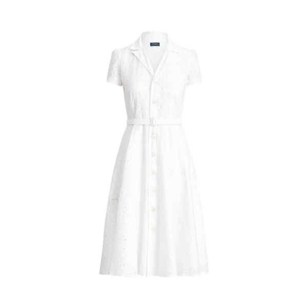 Robe ceinturée broderie anglaise de lin