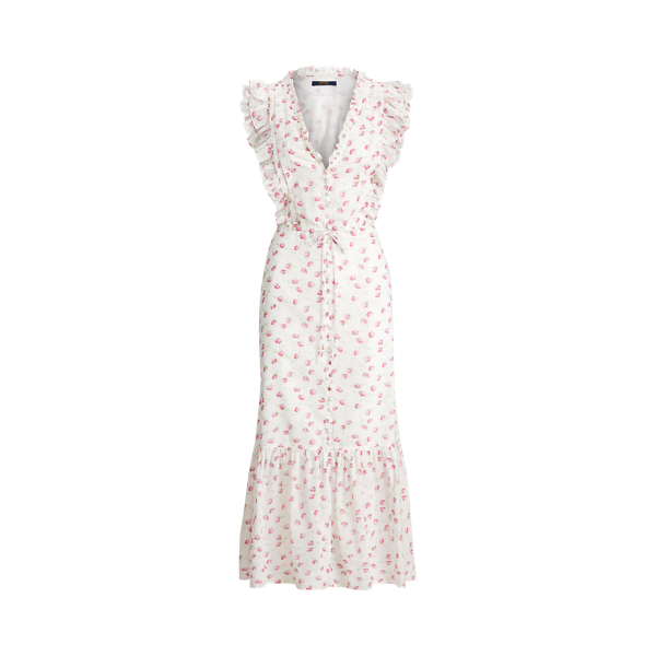 Robe boutonnée fleurie en coton