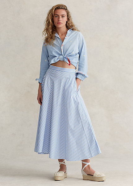 ralphlauren.co.uk | Striped Cotton A-Line Skirt
