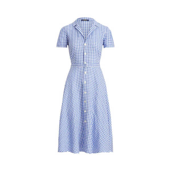 Robe-chemise en lin vichy