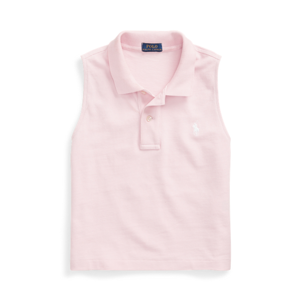 Ralph Lauren Cotton Sleeveless Polo Shirt In Garden Pink