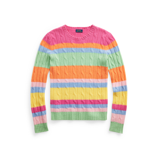 Pull rayé en cachemire torsadé