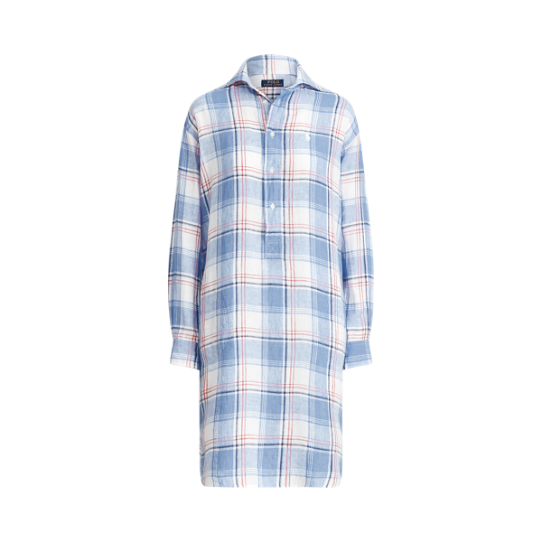 Robe-chemise écossaise en lin