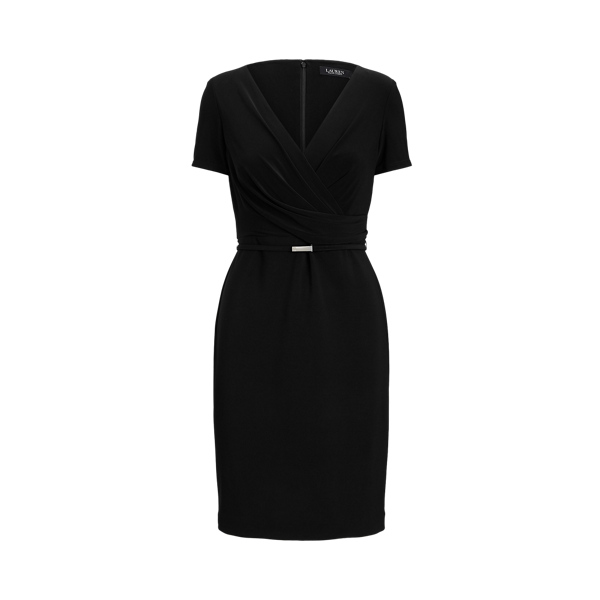 Robe col en V croisé en jersey mat