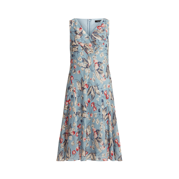 Robe droite fleurie en georgette