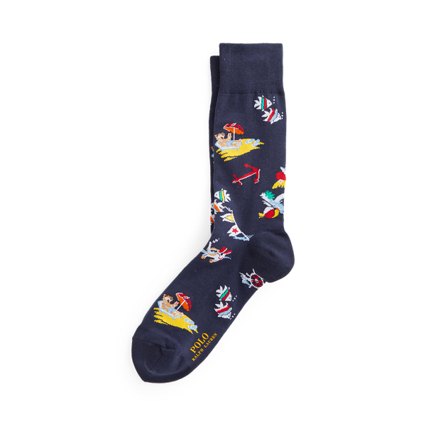 Ralph Lauren Nautical Polo Bear Trouser Socks In Navy