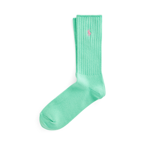 Ralph Lauren Cotton-blend Crew Socks In Light Green