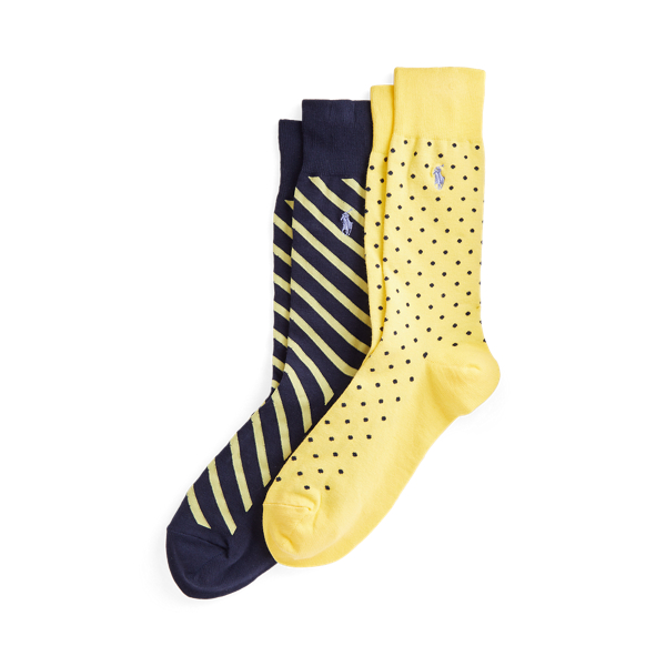 Ralph Lauren Polka-dot & Striped Sock 2-pack In Yellow