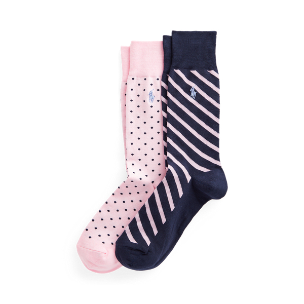 Ralph Lauren Polka-dot & Striped Sock 2-pack In Light Pink