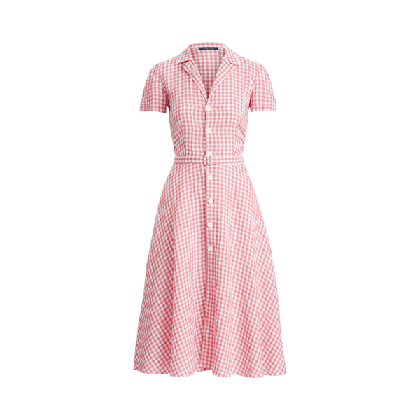 Robe-chemise en lin vichy