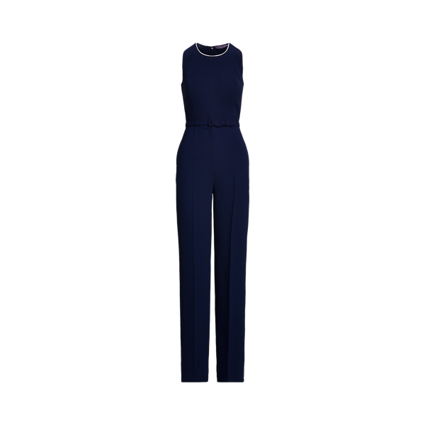 Polo Ralph Lauren Belted Racerback Jumpsuit In Bright Navy