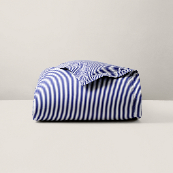 Shop Ralph Lauren Organic Cotton Shirting Stripe Duvet In Navy/white