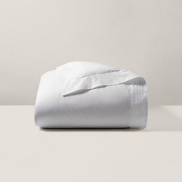 Ralph Lauren Organic Cotton Tuxedo Pleat Duvet Cover In White