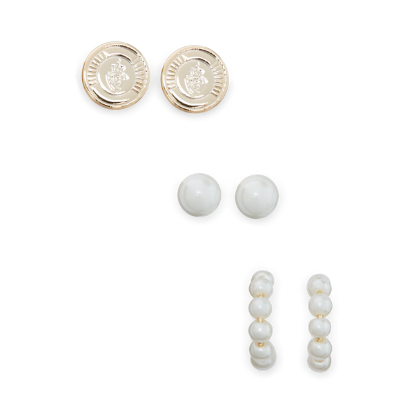 Boucles d'oreilles perles et écusson