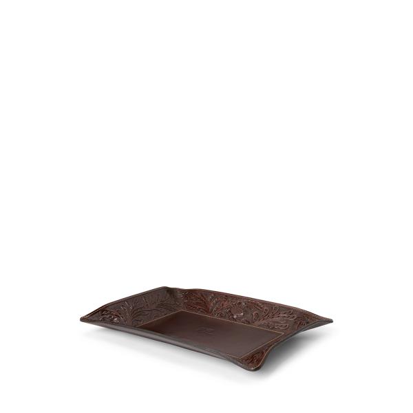 Plateau en cuir travaillé à la main