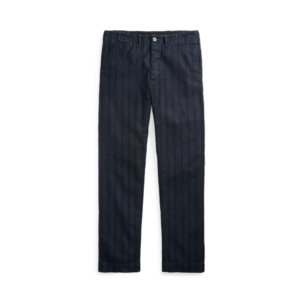 Pantalon chino rayé indigo