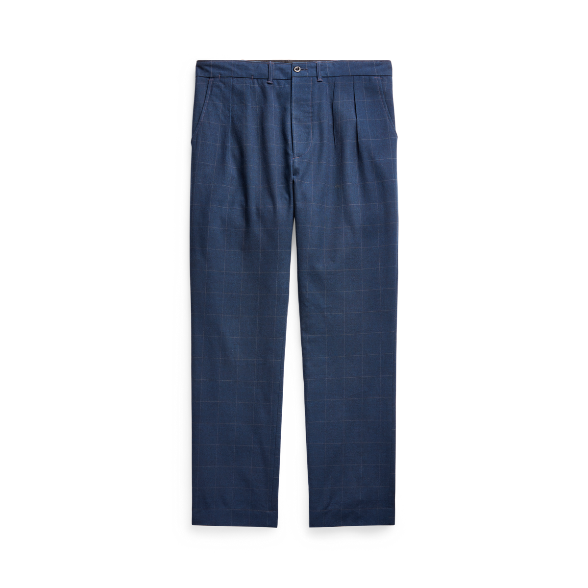 Pleated Indigo Windowpane Pant