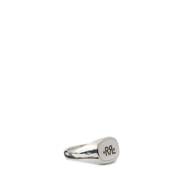 Double Rl Handmade Sterling Silver Signet Ring In Silver
