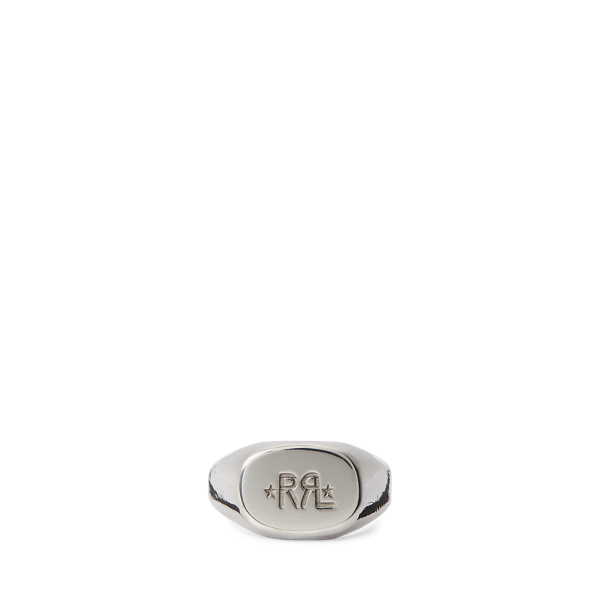 Double Rl Handmade Sterling Silver Signet Ring In Silver