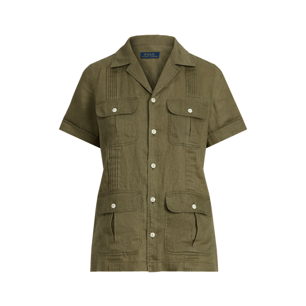 Chemise à plis piqués en lin