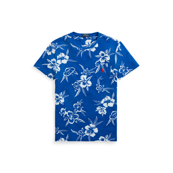 Ralph Lauren Classic Fit Floral Jersey T-shirt In Sapphire Star Hibiscus