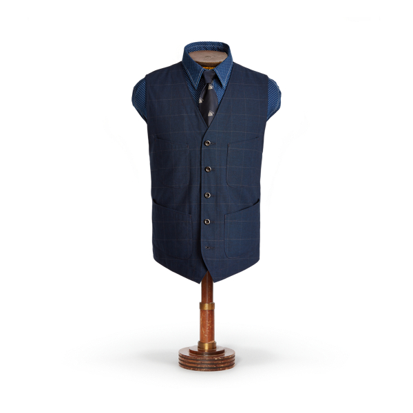 Indigo Windowpane Vest