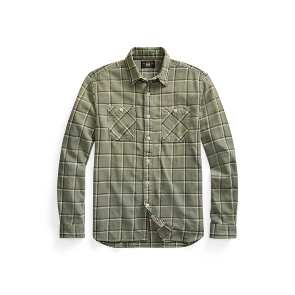 Chemise workwear sergé de coton et lin