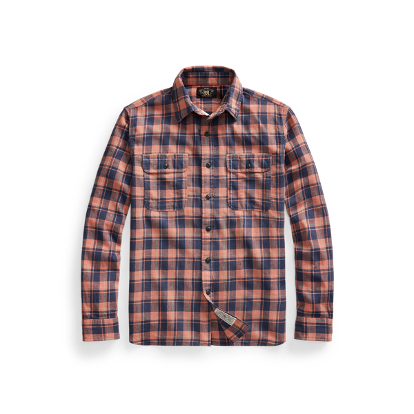 Chemise sergé écossais indigo