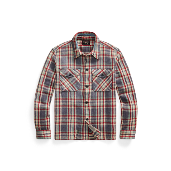 Surchemise vieillie en sergé écossais