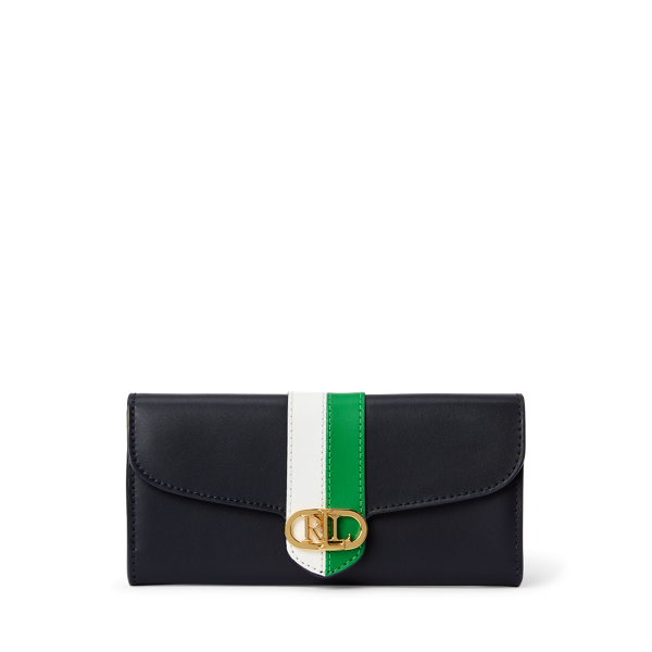 Portefeuille continental en cuir chagrin