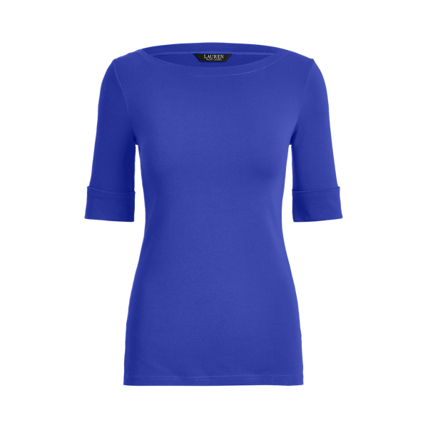 Ralph Lauren Cotton-blend Boatneck Top In Sapphire Star
