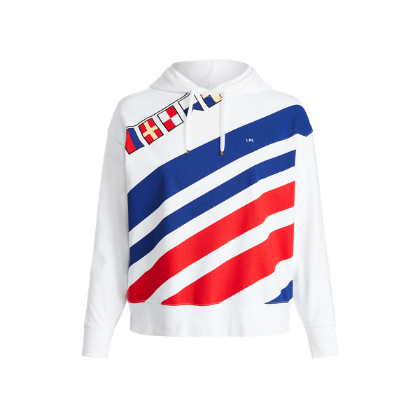 Lauren Woman Flags-and-stripes French Terry Hoodie In White