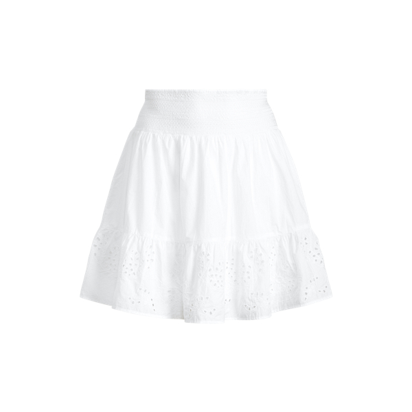 Lauren Woman Eyelet Cotton Broadcloth Skirt In White