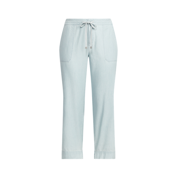 Lauren Woman Chambray Wide-leg Pant In Chambray Wash