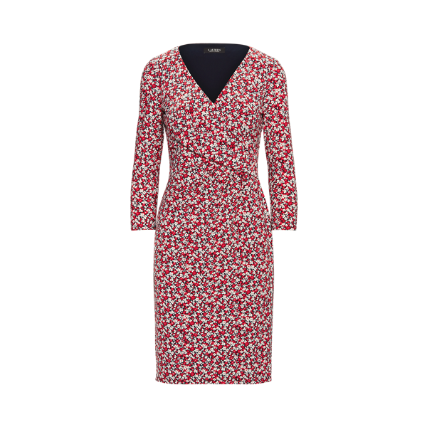 Robe fleurie encolure en V croisée