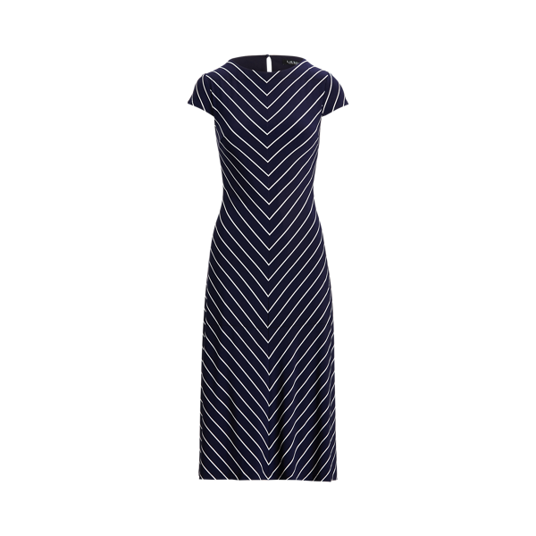 Robe à chevrons et mancherons en jersey