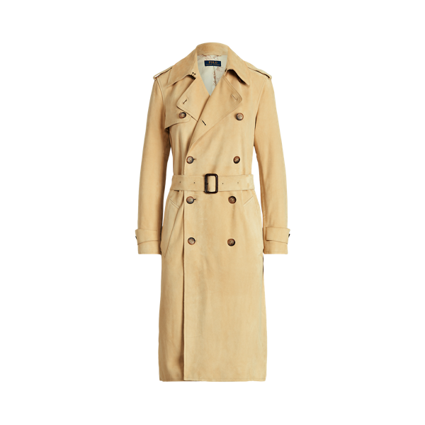 Trench-coat croisé en daim