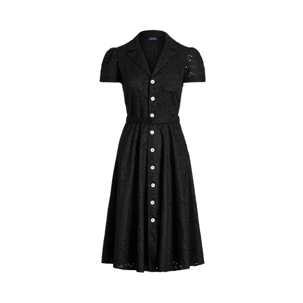 Robe ceinturée broderie anglaise de lin