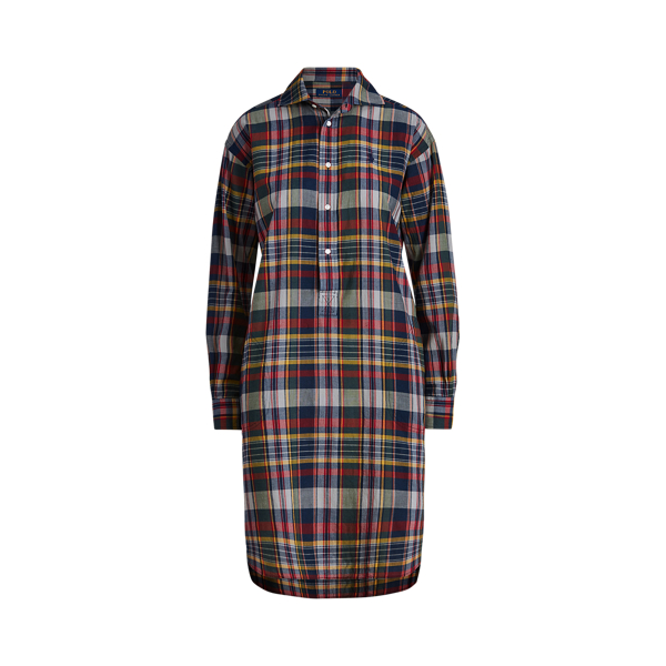 Robe-chemise en coton madras