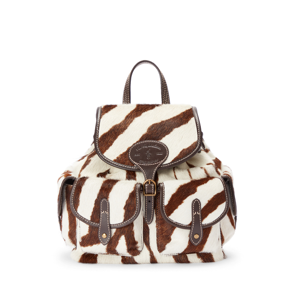 Ralph Lauren Zebra Haircalf Drawstring Backpack In Multi