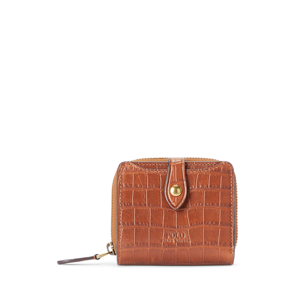 Portefeuille compact en cuir gaufré