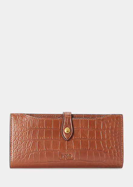 Embossed Leather Snap Wallet In Cuoio