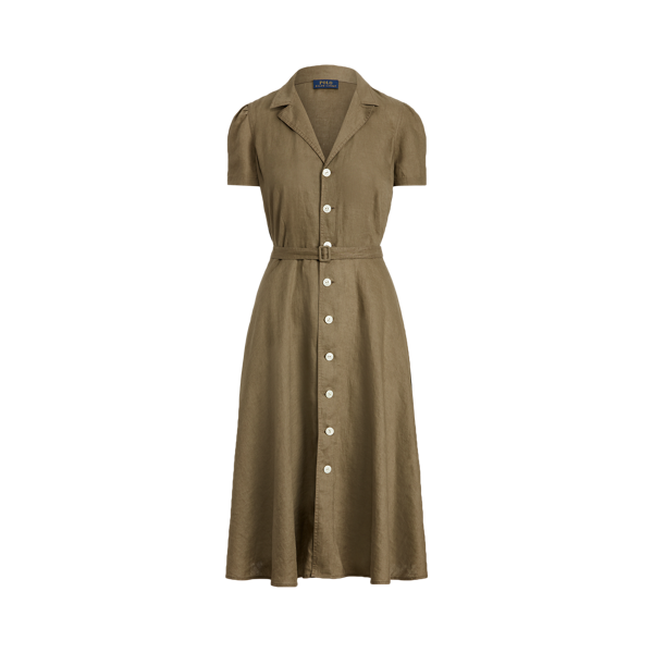 Robe-chemise trapèze en lin