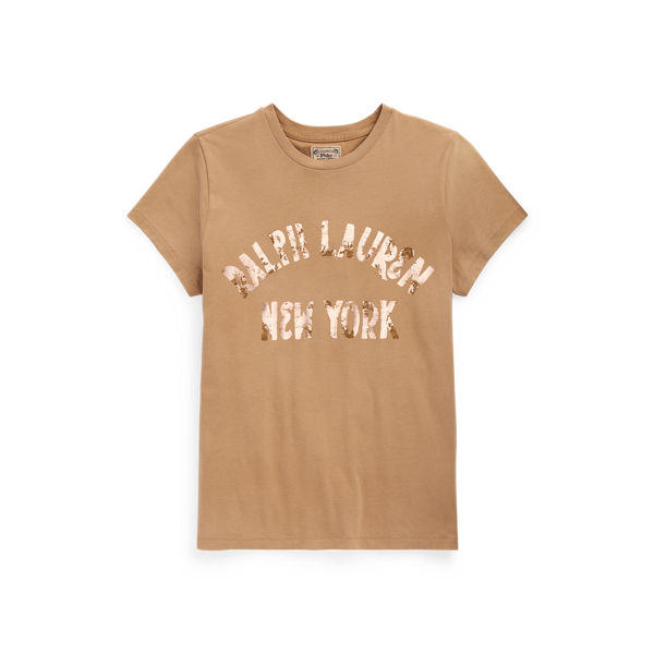 T-shirt logo et motif métallisé en coton