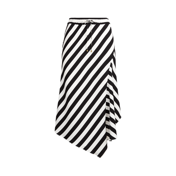 Jupe asymétrique en satin rayé