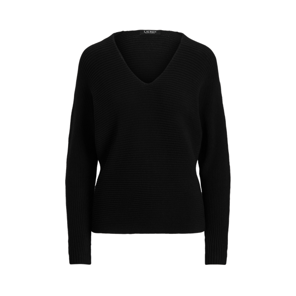 Pull à col en V en coton peigné