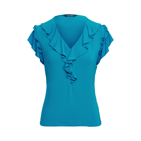 Haut en jersey à bord volanté